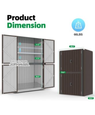 Outdoor Storage Cabinet Waterproof with Shelves, Vertical Tall Sheds Cabinet