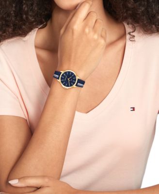 Women's Quartz Navy Silicone Strap Watch, 34mm