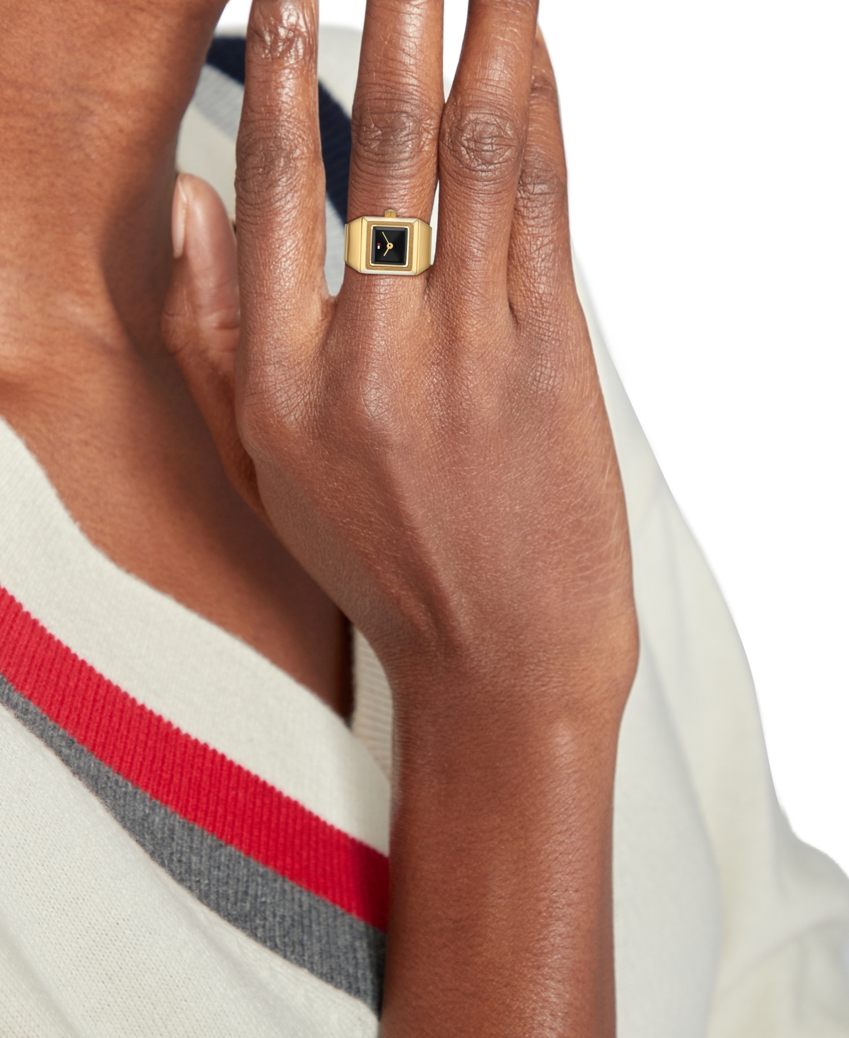 Tommy Hilfiger Women's Quartz Gold Tone Stainless Steel Watch Ring, 15mm In Gold