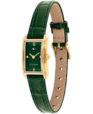 Women's Quartz Green Leather Strap Watch, 16mm