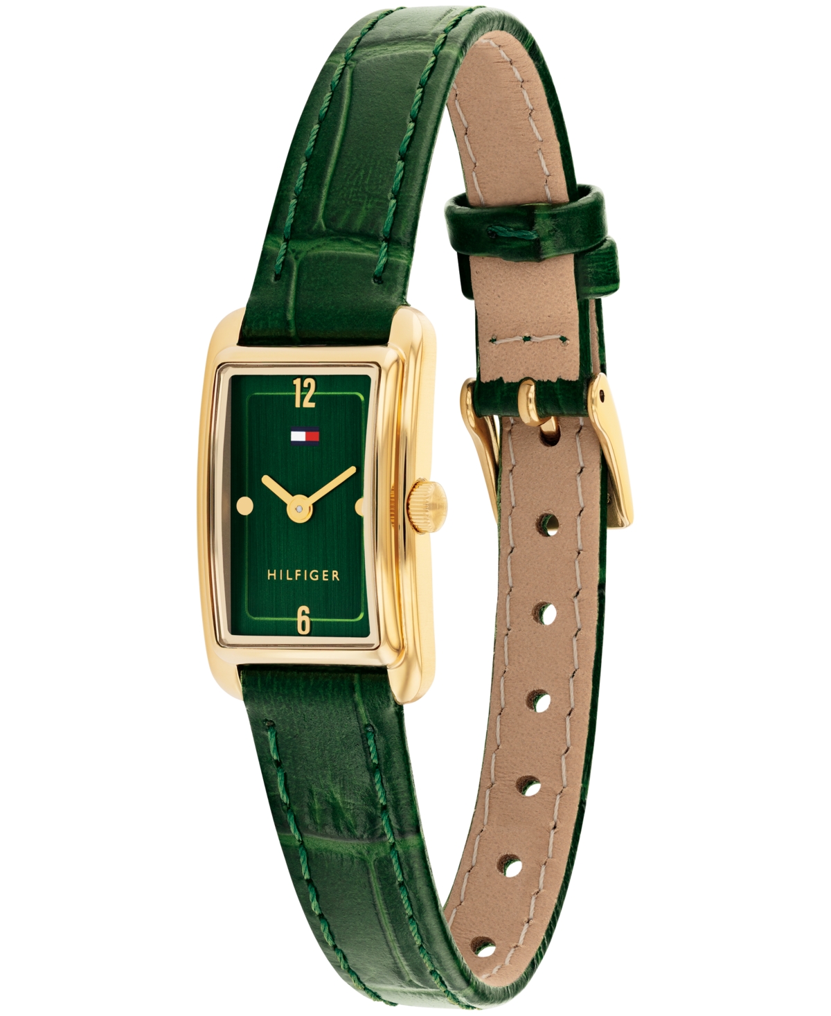 Tommy Hilfiger Women's Quartz Green Leather Strap Watch, 16mm In Green