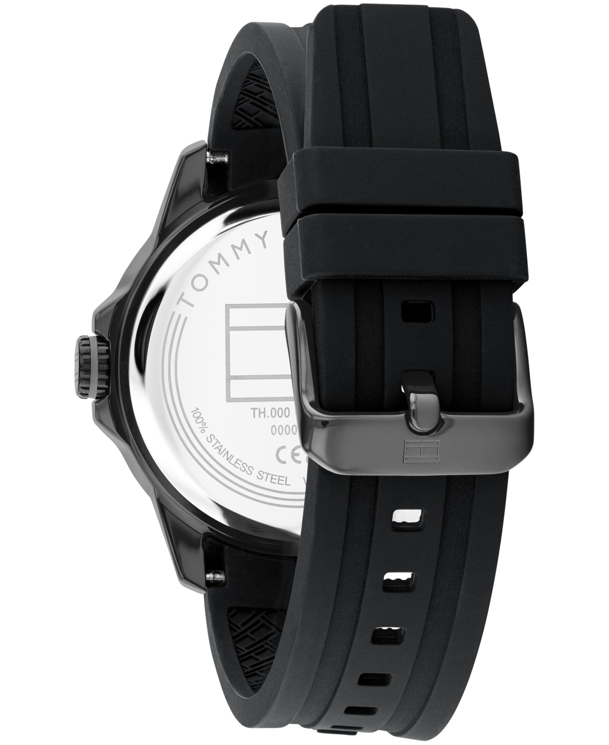 Tommy Hilfiger Men's Quartz Black Silicone Strap Watch, 43mm In Black