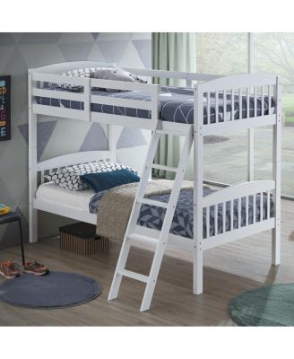 Wood Hardwood Twin Bunk Beds Convertible into 2 Individual Kid Bed Ladder
