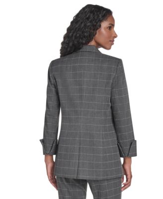 Women's Windowpane Open Front Jacket