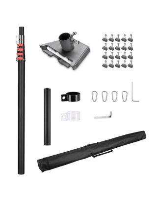 EZ GO 14ft Telescopic Flag Pole Kit with Starlink Gen3 Pipe Adapter for Outdoor Tailgate Party, Sliver