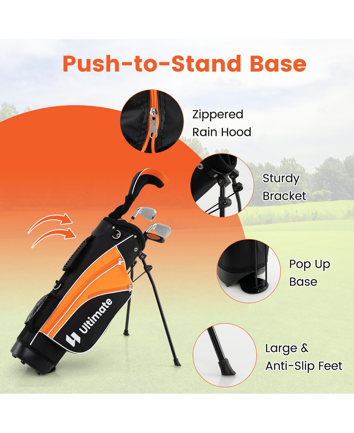 Gymax 31'' Portable Junior Complete Golf Club Set for Kid Age 8+ Set of 5