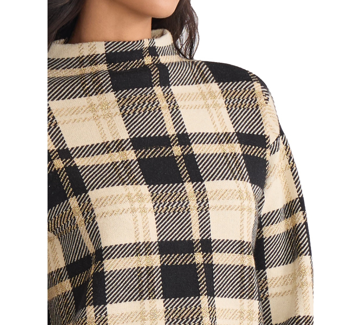 Jones New York Petite Plaid Long Sleeve Sweater In Multi