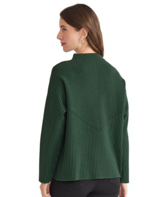 Petite Striped Mock Neck Sweater