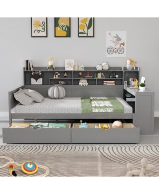 Wooden Daybed with Storage & Desk