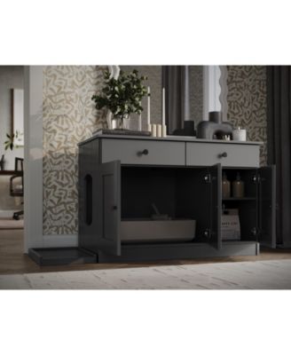 100% Solid Wood Ziva 3-Door Cat Litter Box Enclosure