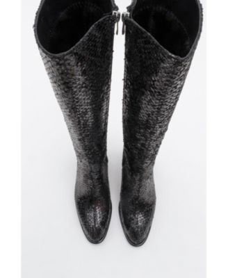 Elly Pattern Block Heel Boot (Women)