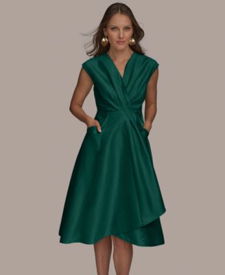 Women's Surplice-Neck Midi Dress