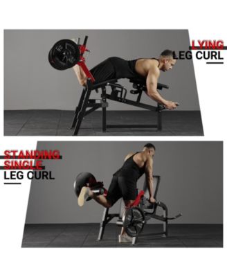 Leg Extension and Curl Machine, Single Leg Extension, Lying Leg Curl, Standing Leg Curl, Adjustable Leg Exercise Bench with Plate Loaded, Leg Machine Home Gym