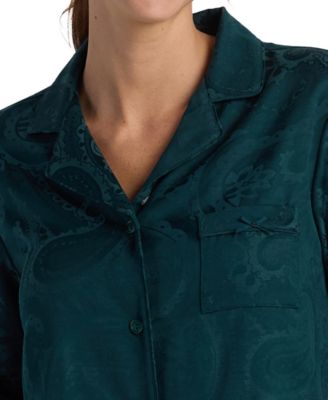 Women's 2-Piece Notch Collar Top and Pull-On Pants Pajama Set