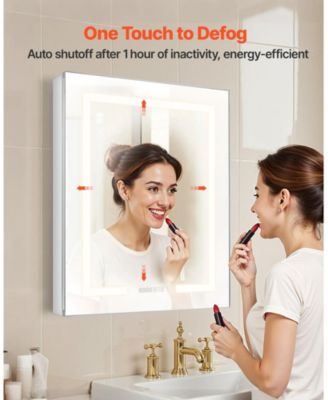 Wall-Mount Medicine Cabinet with Lights and 2-Side Mirrors