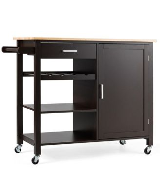 4-Tier Wood Kitchen Island Trolley Cart Storage Cabinet