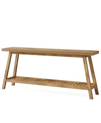 Farmhouse Console Entryway Table: 70.9 Inches Extra Long Console Table for Entryway, 2-Tier Narrow Wood Foyer Sofa Couch Table