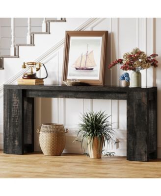 70.9-Inch Long Console Table, Farmhouse Wooden Entryway Sofa Table Behind Couch, Narrow Entry Console
