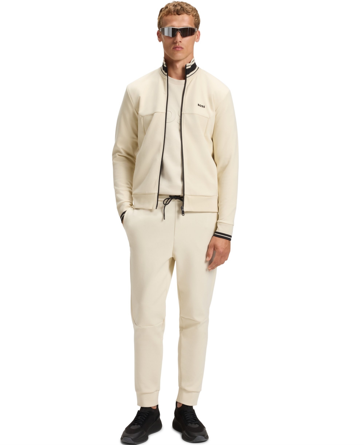 Hugo Boss Boss By  Men's Cotton-blend Zip-up Sweatshirt In White