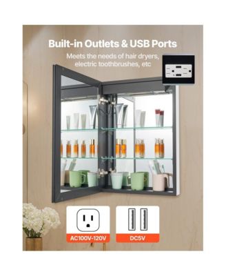 Recessed Wall Medicine Cabinet with Side Mirrors and Lighting