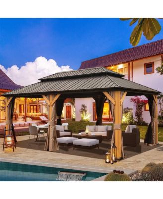 19.5-ft x 11.9-ft Hardtop Gazebo Brown Gazebo with Hardtop Roof (Screen Included)