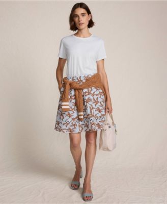 Women's Voile Ladder Trim Above the Knee Skirt