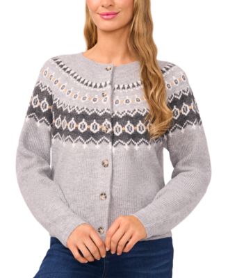 Women's Fair Isle Raglan Long Sleeves Cardigan