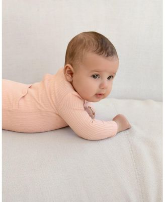 Baby and Toddler Solid Color Ribbed Cotton Blend Button-Down Footie