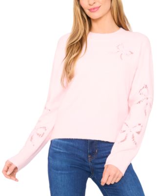 Women's Crewneck Lace Bow Long-Sleeve Sweater