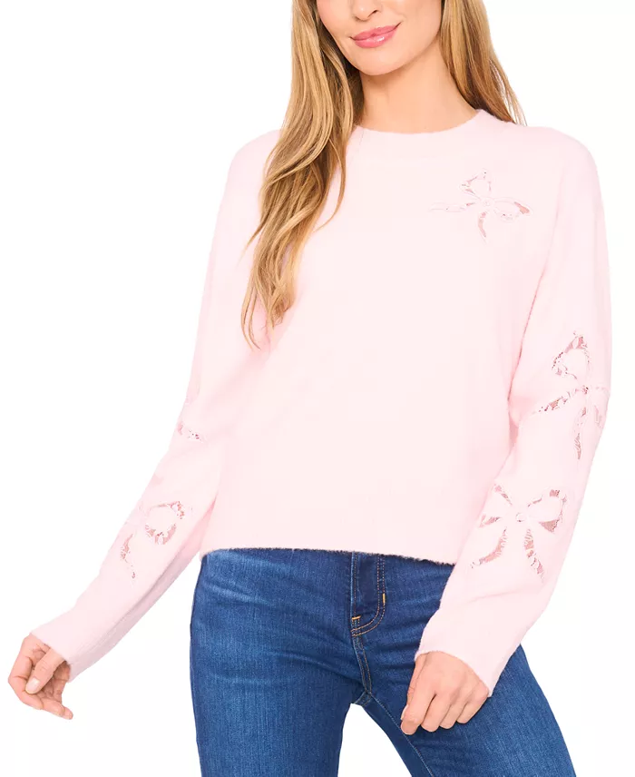 Women's Crewneck Lace Bow Long-Sleeve Sweater - thumbnail 5