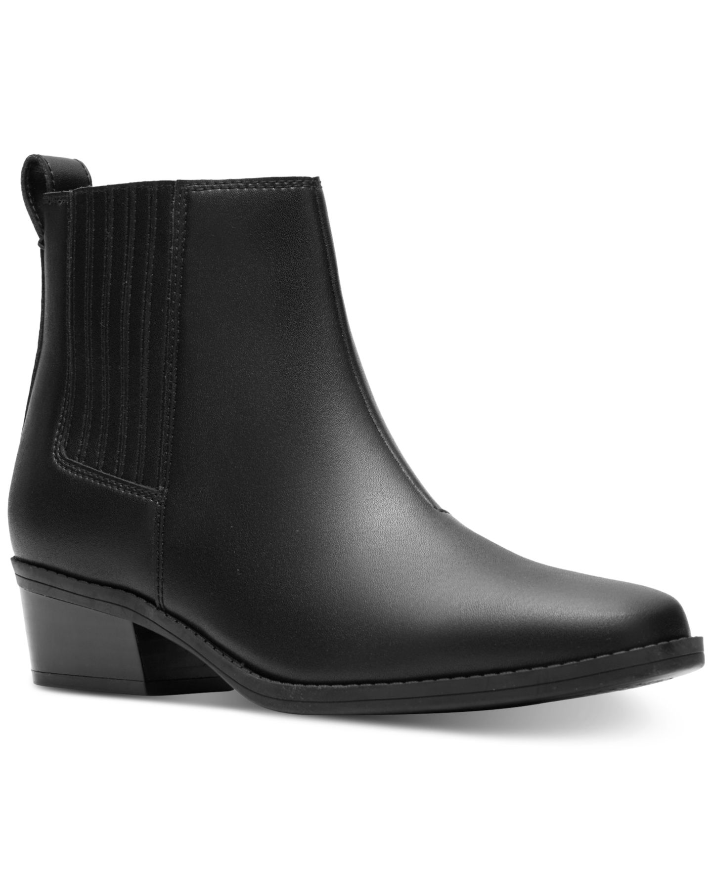 Женские ботинки Clarks Collection Danyelle Skip Block Heel Booties, цвет: Чёрный кожаный — фото 1
