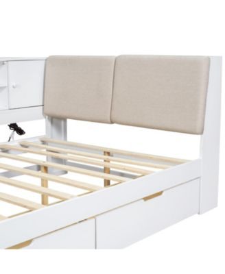 L-Shaped Daybed with Storage Bookcase & USB
