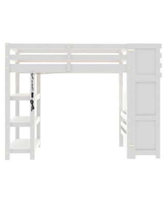 Loft Bed with Shelves Staircase & Wardrobe