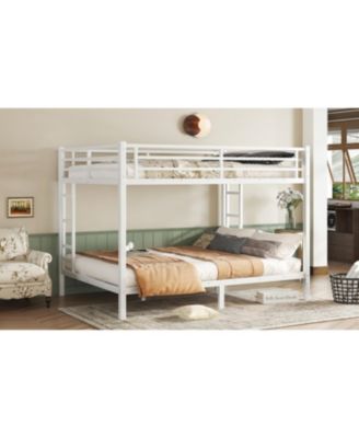 Metal Queen/Queen Bunk Bed Space-Saving White