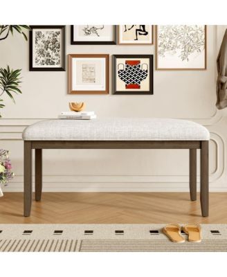 Upholstered Entryway Bench with Wood Legs, 38 Inch Padded Bench for Bedroom, Small Spaces or Dining Room-Maison Boucle