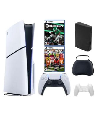 - PlayStation 5 Slim Disc Bundle with College Football 26, Madden 26 Games and Accessories