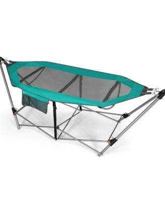 Folding Hammock Indoor & Outdoor Hammock with Side Pocket & Iron Stand