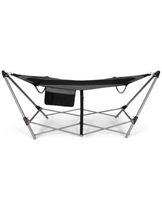 Folding Hammock Indoor & Outdoor Hammock with Side Pocket & Iron Stand