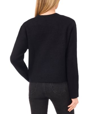 Women's Oversized Bow Applique Long Sleeves Sweater