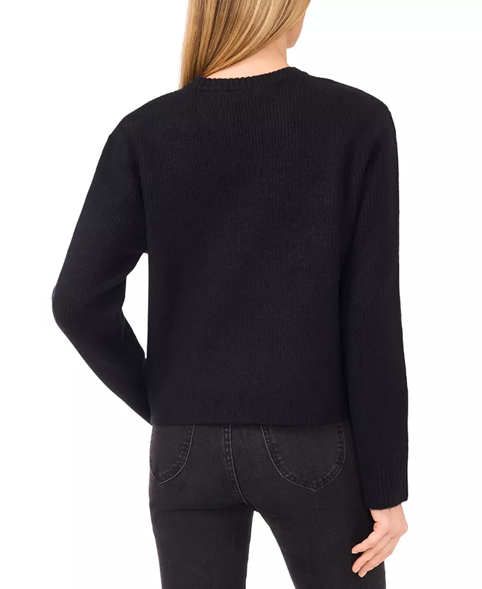 Women's Oversized Crewneck Bow Appliqu&eacute; Long-Sleeve Sweater - thumbnail 3