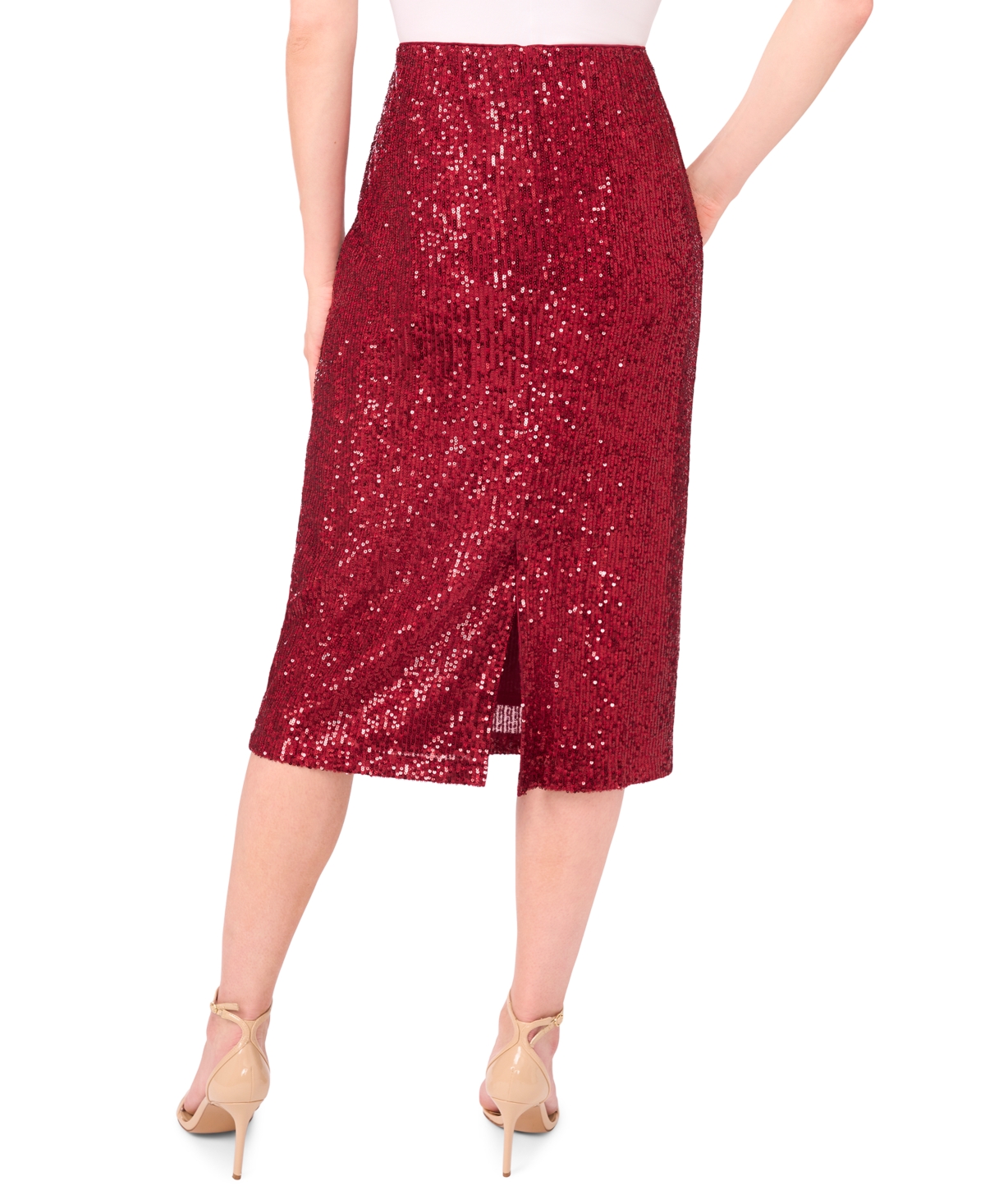 CeCe Women's Pencil Sequin Midi Skirt