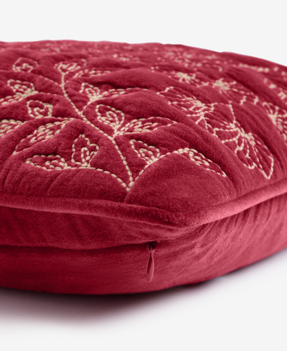 Charter Club Velvet Botanical Decorative Pillow, 18" X 18", Exclusively At Macy's In Red