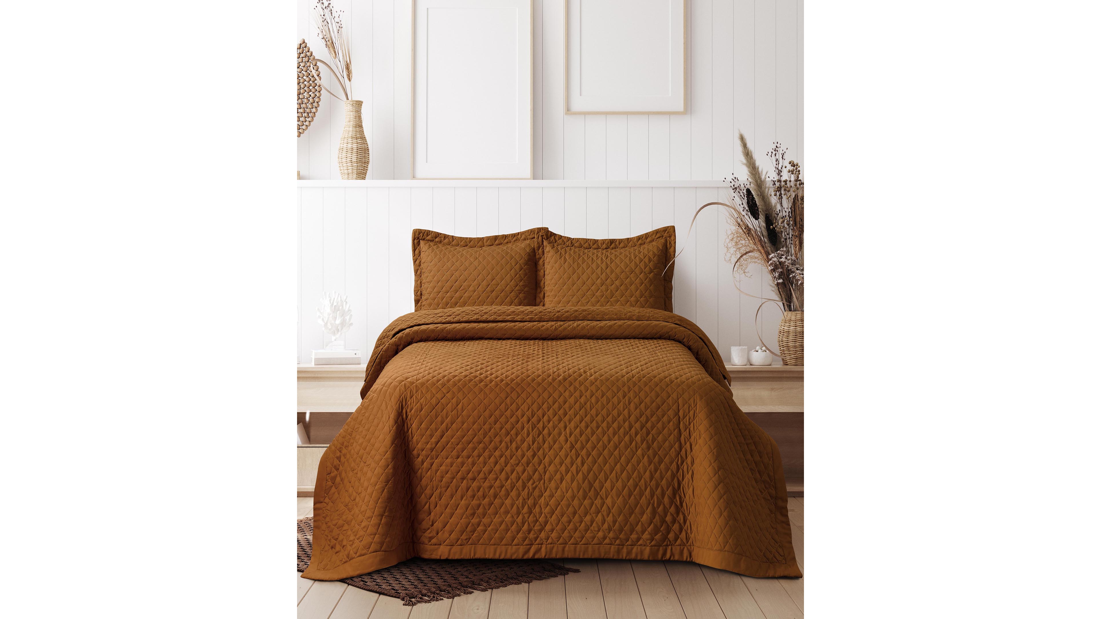 Tribeca Living Brisbane Microfiber Solid Oversized Quilt Set, Twin