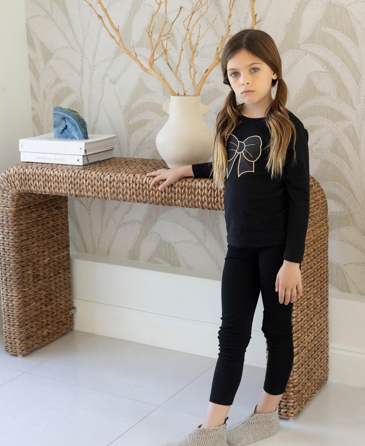 NoggiWear Little/Big Girls Puffy Bow Loungewear Set