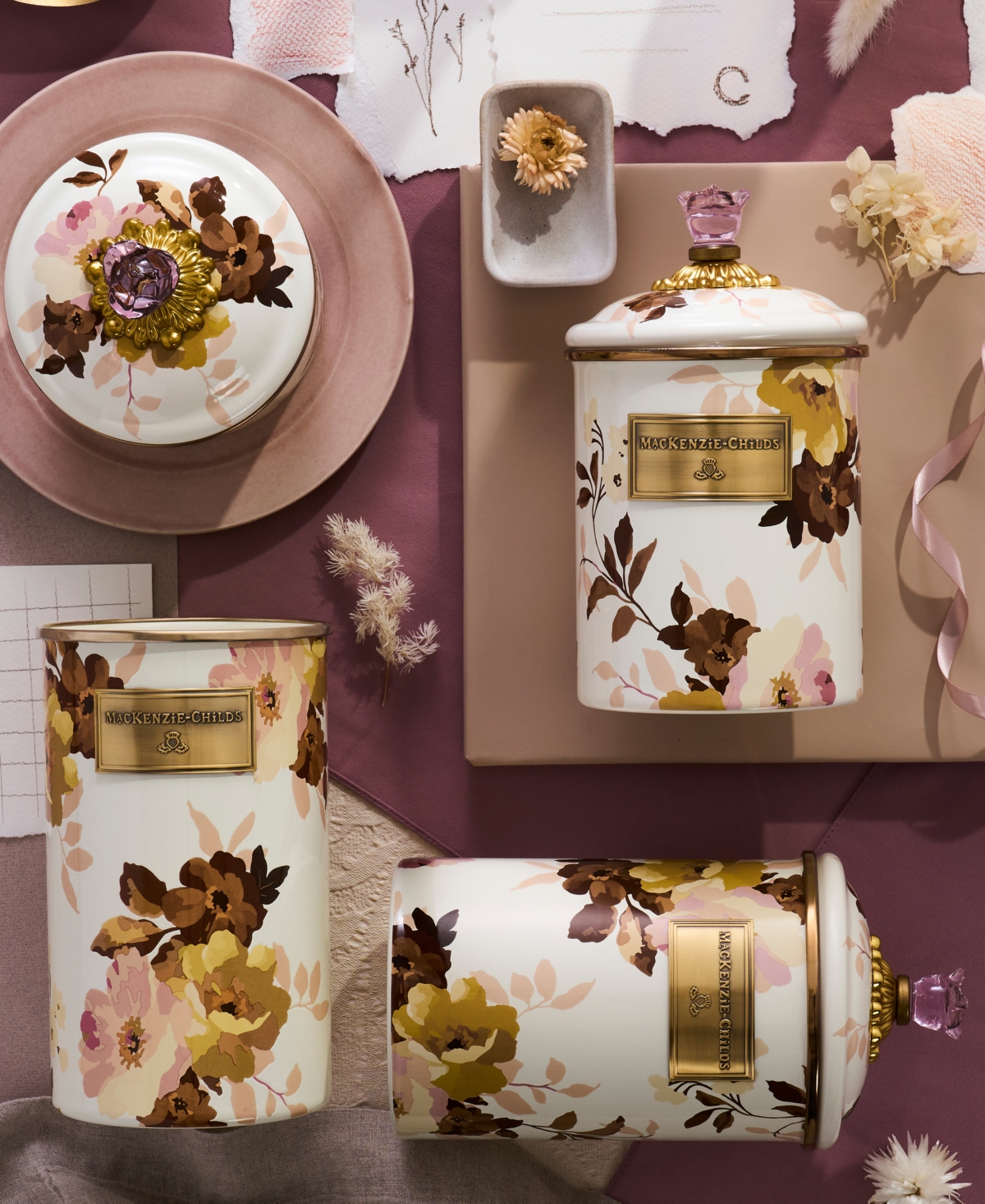 Mackenzie-childs Wild Rose Medium Canister In Multi