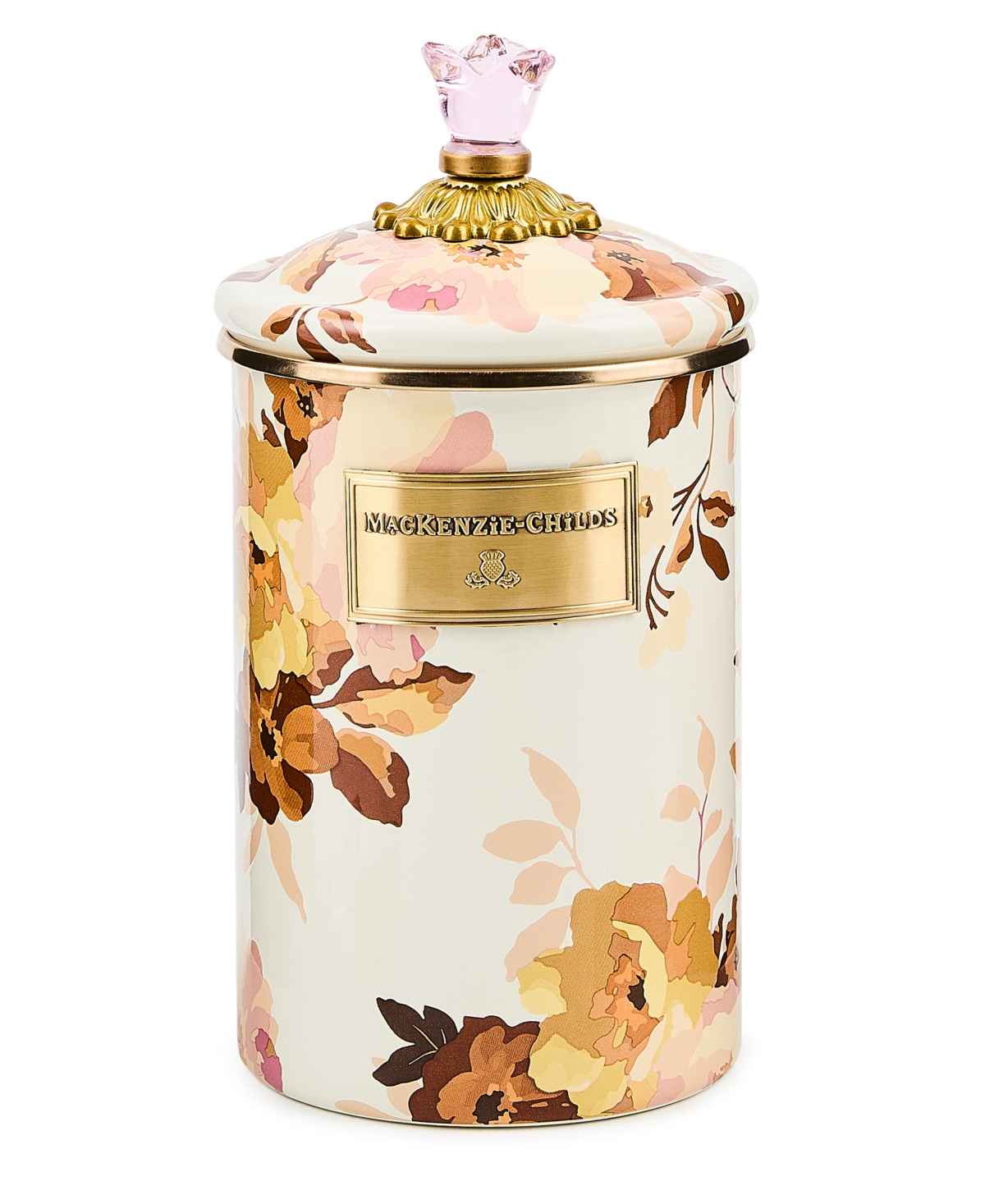 Mackenzie-childs Wild Rose White Large Canister In Multi