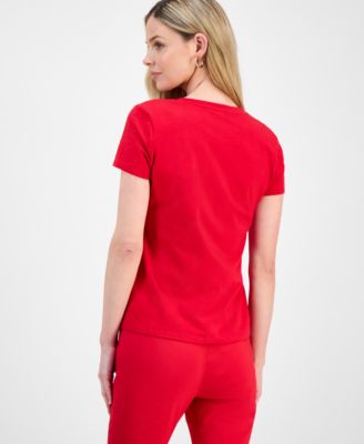 Petite Embellished V-Neck T-Shirt, Macy's Exclusive 