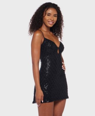 Juniors' Strappy V-Neck Short Dress