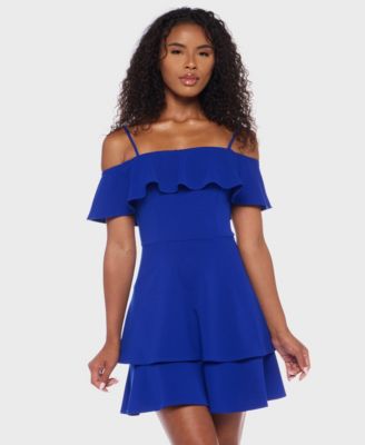 Juniors' Ruffled Off-The-Shoulder Dress
