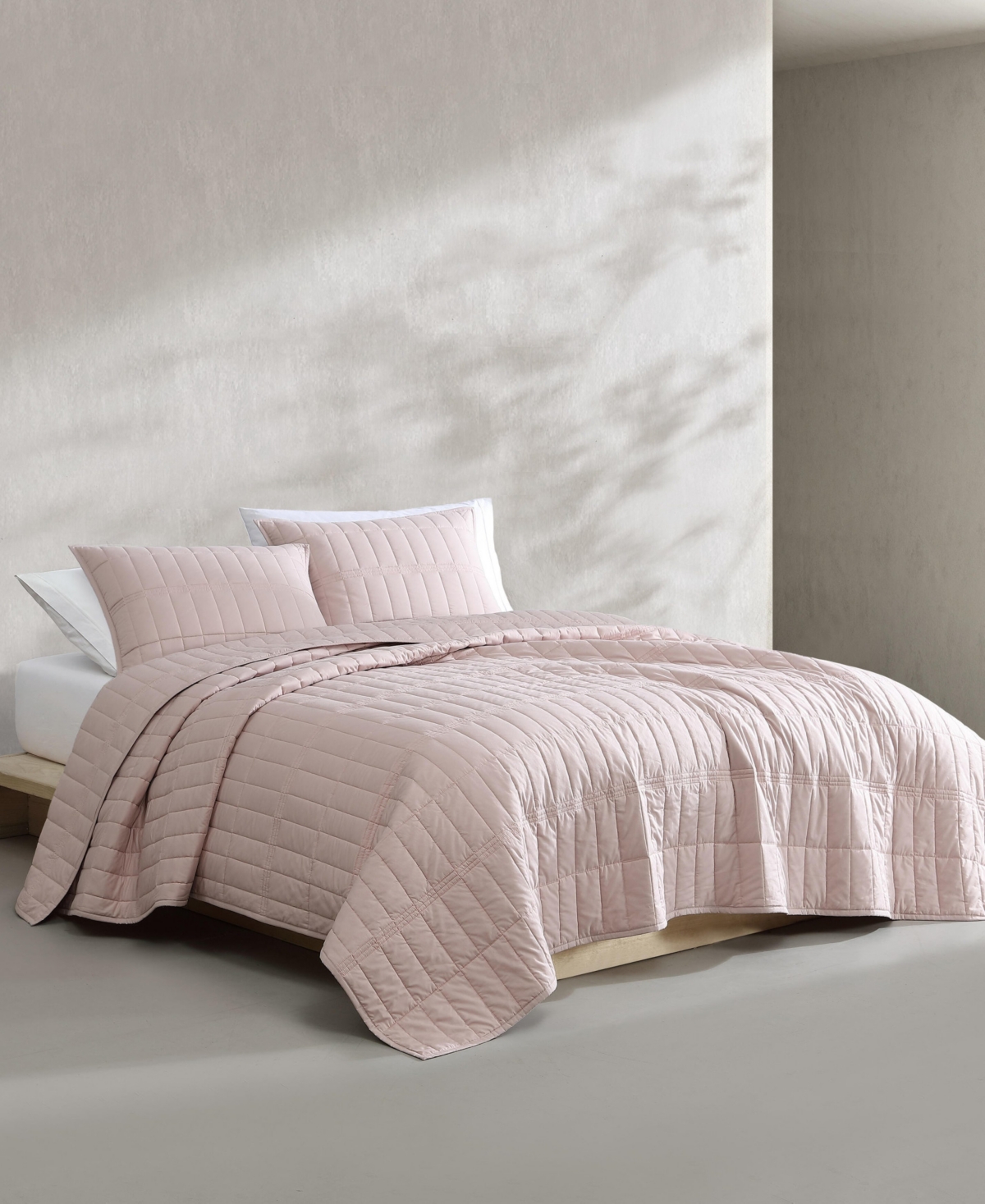 Calvin Klein Washed Percale Solid Cotton 2-pc. Quilt Set, Twin In Pink